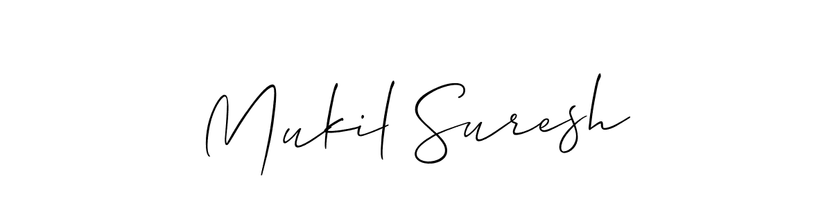 Create a beautiful signature design for name Mukil Suresh. With this signature (Allison_Script) fonts, you can make a handwritten signature for free. Mukil Suresh signature style 2 images and pictures png