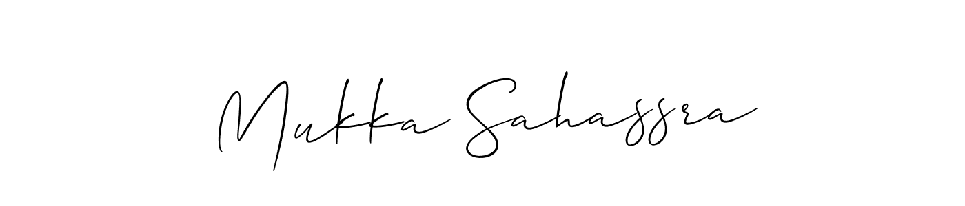 Design your own signature with our free online signature maker. With this signature software, you can create a handwritten (Allison_Script) signature for name Mukka Sahassra. Mukka Sahassra signature style 2 images and pictures png