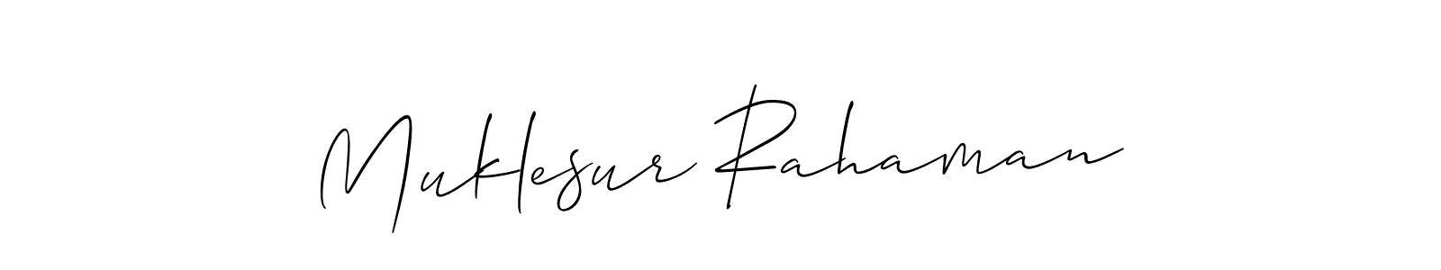 How to Draw Muklesur Rahaman signature style? Allison_Script is a latest design signature styles for name Muklesur Rahaman. Muklesur Rahaman signature style 2 images and pictures png