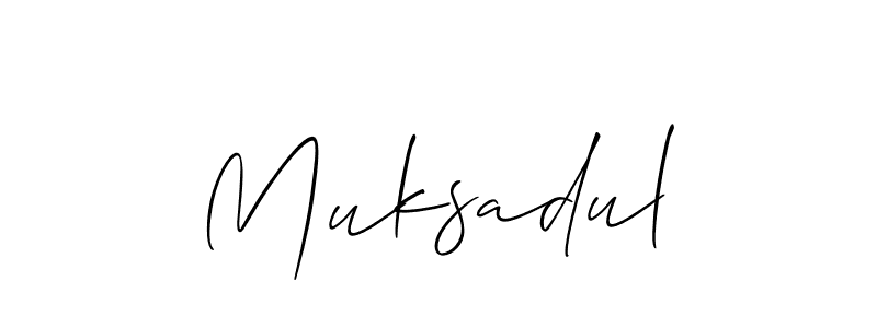 Allison_Script is a professional signature style that is perfect for those who want to add a touch of class to their signature. It is also a great choice for those who want to make their signature more unique. Get Muksadul name to fancy signature for free. Muksadul signature style 2 images and pictures png