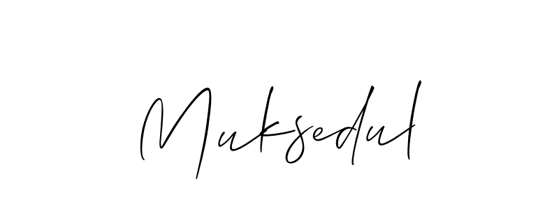 Allison_Script is a professional signature style that is perfect for those who want to add a touch of class to their signature. It is also a great choice for those who want to make their signature more unique. Get Muksedul name to fancy signature for free. Muksedul signature style 2 images and pictures png