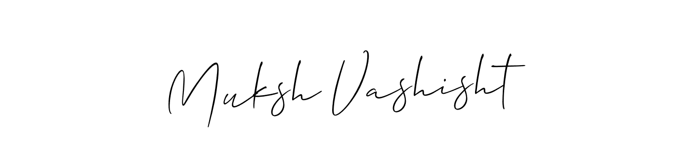 Muksh Vashisht stylish signature style. Best Handwritten Sign (Allison_Script) for my name. Handwritten Signature Collection Ideas for my name Muksh Vashisht. Muksh Vashisht signature style 2 images and pictures png