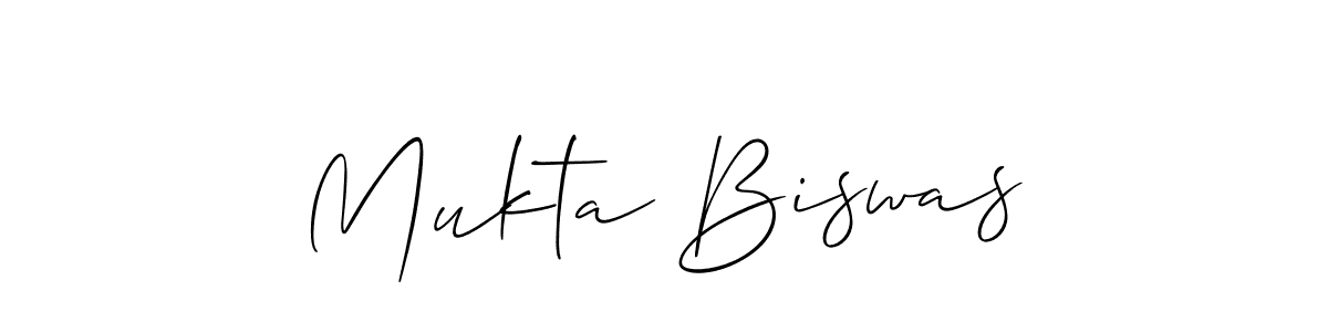 Create a beautiful signature design for name Mukta Biswas. With this signature (Allison_Script) fonts, you can make a handwritten signature for free. Mukta Biswas signature style 2 images and pictures png