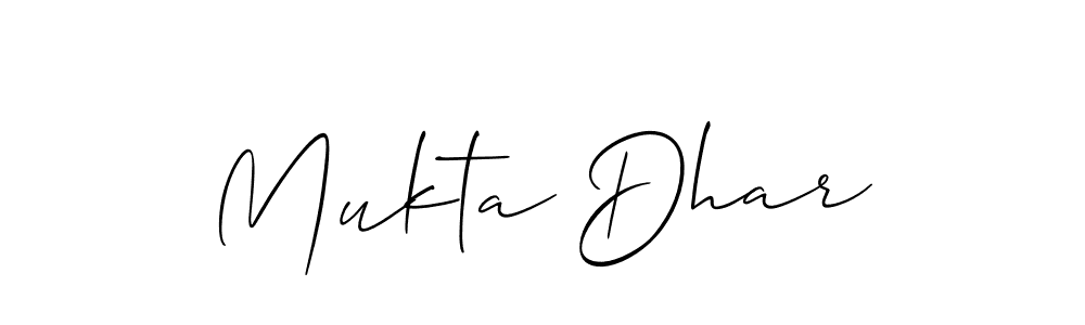 How to make Mukta Dhar signature? Allison_Script is a professional autograph style. Create handwritten signature for Mukta Dhar name. Mukta Dhar signature style 2 images and pictures png