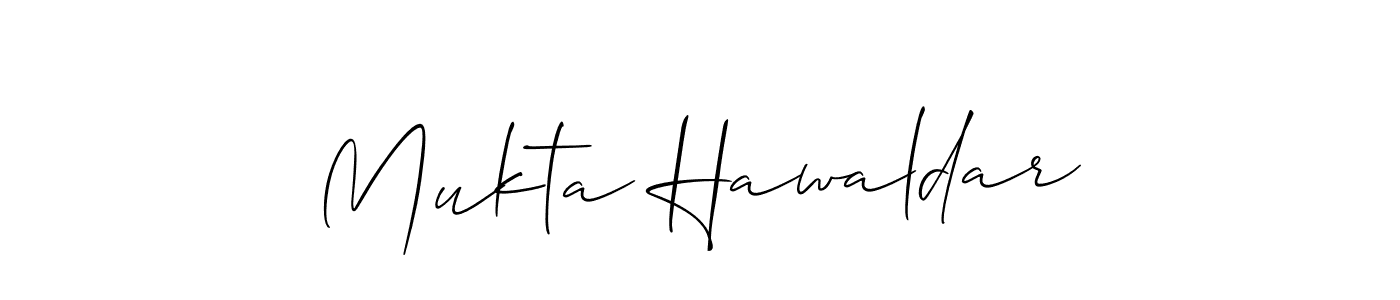 Create a beautiful signature design for name Mukta Hawaldar. With this signature (Allison_Script) fonts, you can make a handwritten signature for free. Mukta Hawaldar signature style 2 images and pictures png