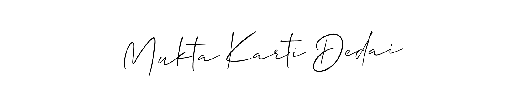 How to make Mukta Karti Dedai name signature. Use Allison_Script style for creating short signs online. This is the latest handwritten sign. Mukta Karti Dedai signature style 2 images and pictures png