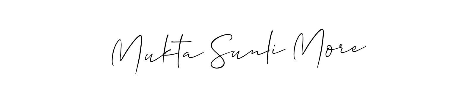 Similarly Allison_Script is the best handwritten signature design. Signature creator online .You can use it as an online autograph creator for name Mukta Sunli More. Mukta Sunli More signature style 2 images and pictures png