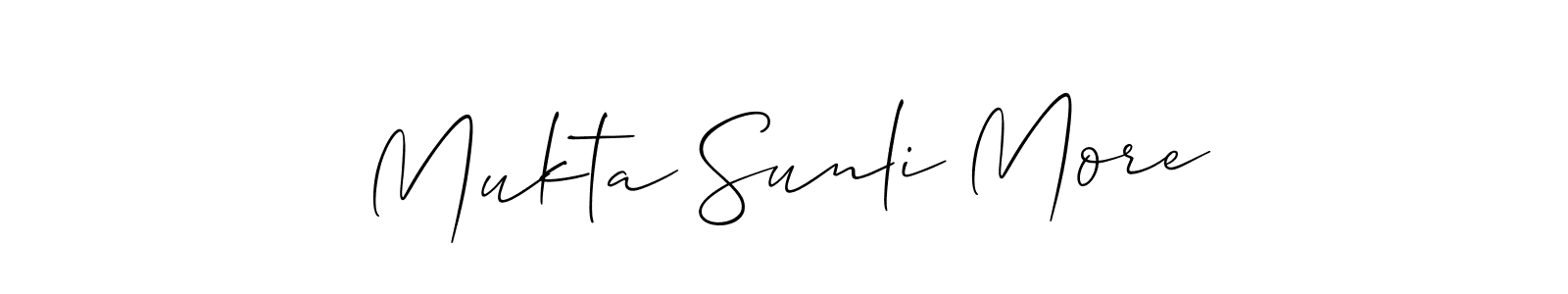 Similarly Allison_Script is the best handwritten signature design. Signature creator online .You can use it as an online autograph creator for name Mukta Sunli More. Mukta Sunli More signature style 2 images and pictures png