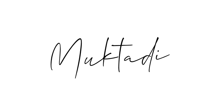 if you are searching for the best signature style for your name Muktadi. so please give up your signature search. here we have designed multiple signature styles  using Allison_Script. Muktadi signature style 2 images and pictures png