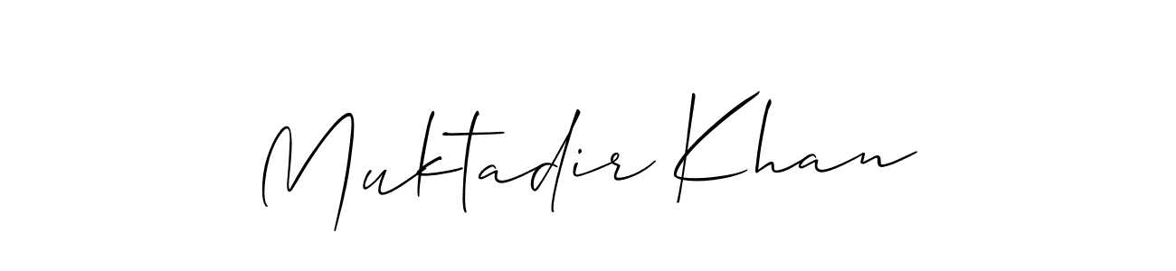 How to make Muktadir Khan name signature. Use Allison_Script style for creating short signs online. This is the latest handwritten sign. Muktadir Khan signature style 2 images and pictures png