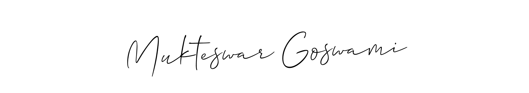 You should practise on your own different ways (Allison_Script) to write your name (Mukteswar Goswami) in signature. don't let someone else do it for you. Mukteswar Goswami signature style 2 images and pictures png