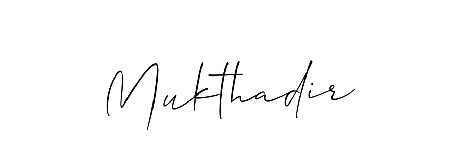 It looks lik you need a new signature style for name Mukthadir. Design unique handwritten (Allison_Script) signature with our free signature maker in just a few clicks. Mukthadir signature style 2 images and pictures png