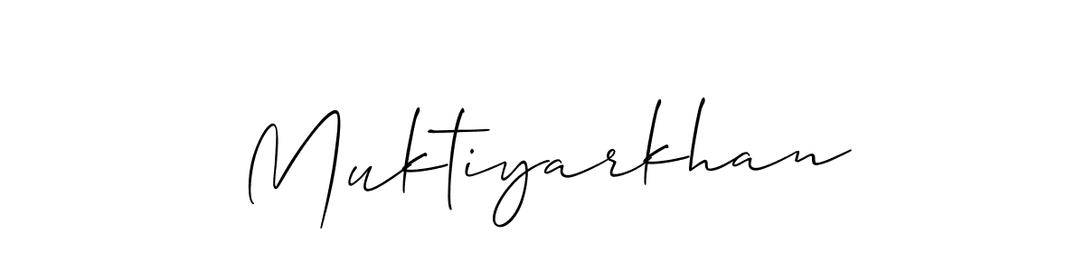 Create a beautiful signature design for name Muktiyarkhan. With this signature (Allison_Script) fonts, you can make a handwritten signature for free. Muktiyarkhan signature style 2 images and pictures png
