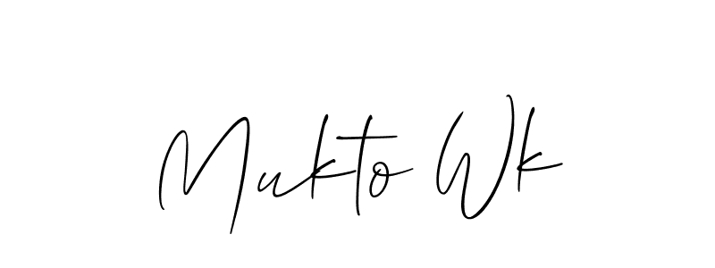 How to make Mukto Wk name signature. Use Allison_Script style for creating short signs online. This is the latest handwritten sign. Mukto Wk signature style 2 images and pictures png