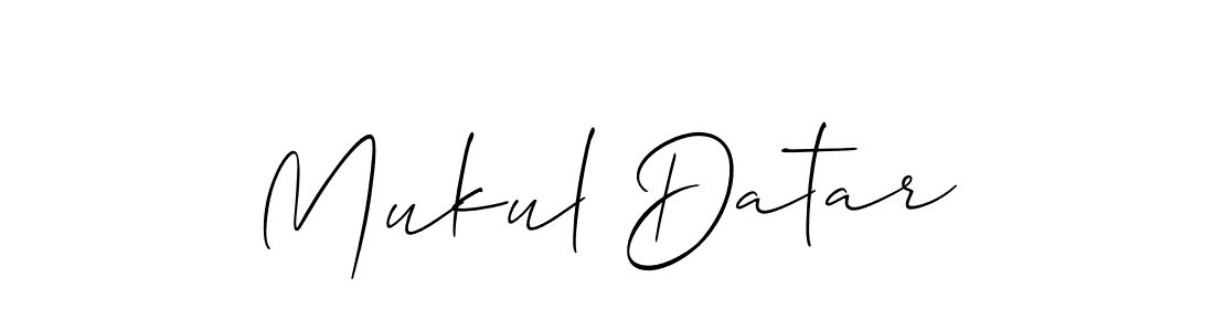 Create a beautiful signature design for name Mukul Datar. With this signature (Allison_Script) fonts, you can make a handwritten signature for free. Mukul Datar signature style 2 images and pictures png