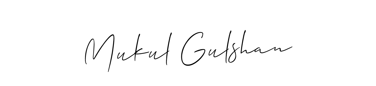 It looks lik you need a new signature style for name Mukul Gulshan. Design unique handwritten (Allison_Script) signature with our free signature maker in just a few clicks. Mukul Gulshan signature style 2 images and pictures png