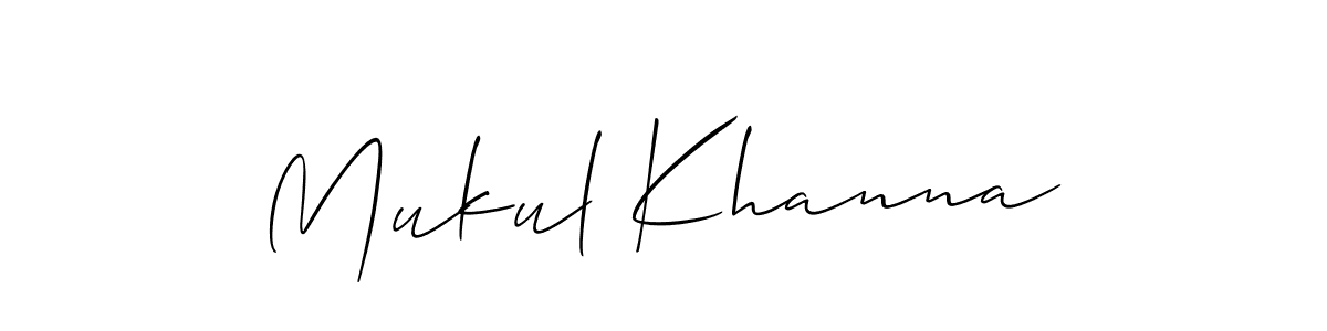 Create a beautiful signature design for name Mukul Khanna. With this signature (Allison_Script) fonts, you can make a handwritten signature for free. Mukul Khanna signature style 2 images and pictures png
