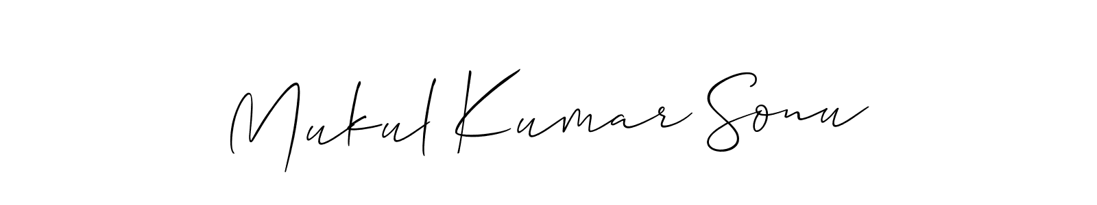 The best way (Allison_Script) to make a short signature is to pick only two or three words in your name. The name Mukul Kumar Sonu include a total of six letters. For converting this name. Mukul Kumar Sonu signature style 2 images and pictures png