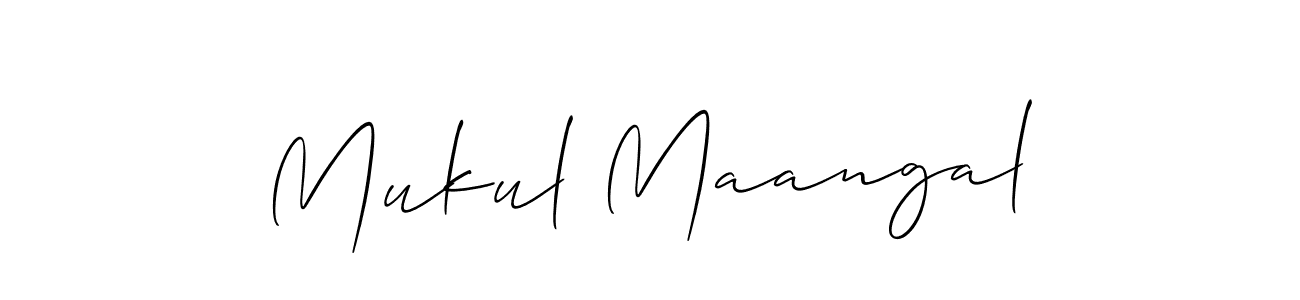 The best way (Allison_Script) to make a short signature is to pick only two or three words in your name. The name Mukul Maangal include a total of six letters. For converting this name. Mukul Maangal signature style 2 images and pictures png