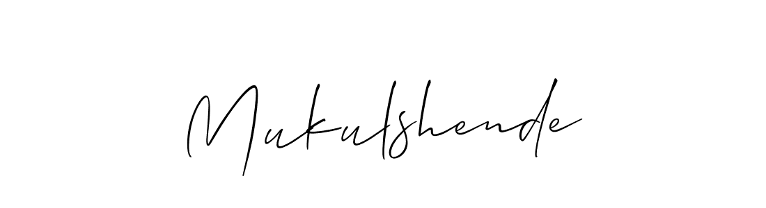 Make a beautiful signature design for name Mukulshende. With this signature (Allison_Script) style, you can create a handwritten signature for free. Mukulshende signature style 2 images and pictures png