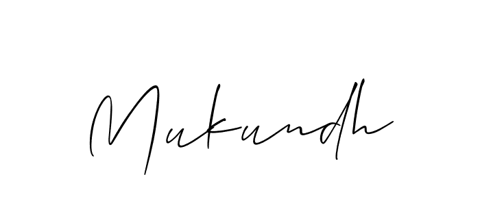 Make a beautiful signature design for name Mukundh. With this signature (Allison_Script) style, you can create a handwritten signature for free. Mukundh signature style 2 images and pictures png