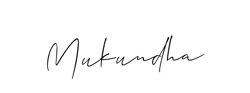 Use a signature maker to create a handwritten signature online. With this signature software, you can design (Allison_Script) your own signature for name Mukundha. Mukundha signature style 2 images and pictures png