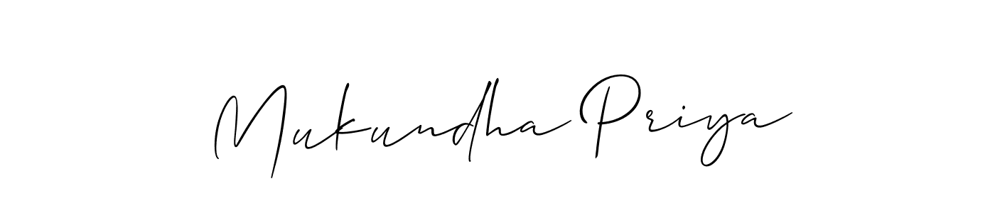 Similarly Allison_Script is the best handwritten signature design. Signature creator online .You can use it as an online autograph creator for name Mukundha Priya. Mukundha Priya signature style 2 images and pictures png