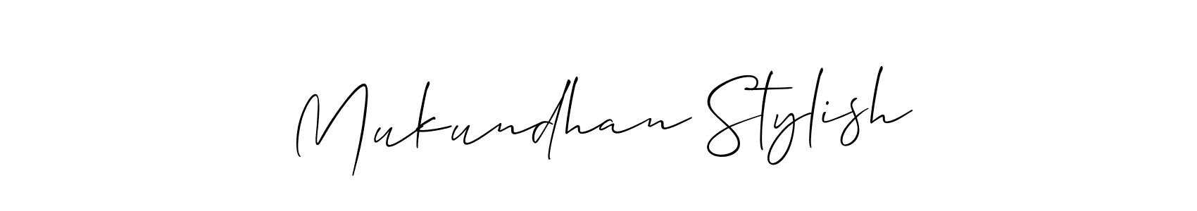 You should practise on your own different ways (Allison_Script) to write your name (Mukundhan Stylish) in signature. don't let someone else do it for you. Mukundhan Stylish signature style 2 images and pictures png