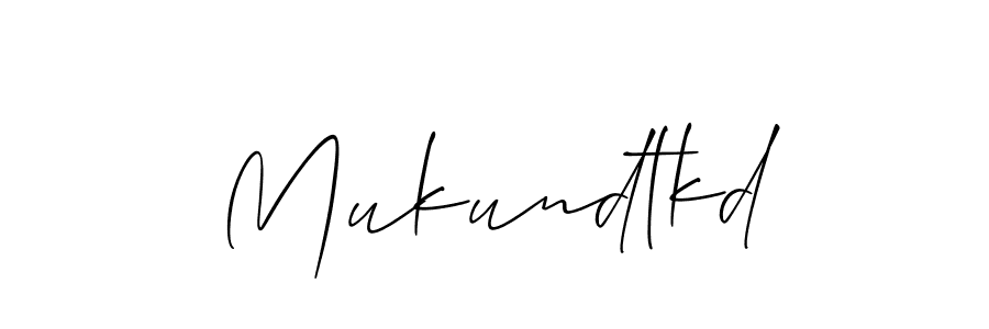 The best way (Allison_Script) to make a short signature is to pick only two or three words in your name. The name Mukundtkd include a total of six letters. For converting this name. Mukundtkd signature style 2 images and pictures png