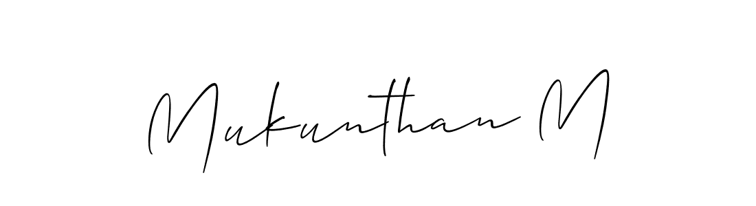 How to make Mukunthan M signature? Allison_Script is a professional autograph style. Create handwritten signature for Mukunthan M name. Mukunthan M signature style 2 images and pictures png