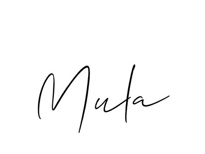 Use a signature maker to create a handwritten signature online. With this signature software, you can design (Allison_Script) your own signature for name Mula. Mula signature style 2 images and pictures png