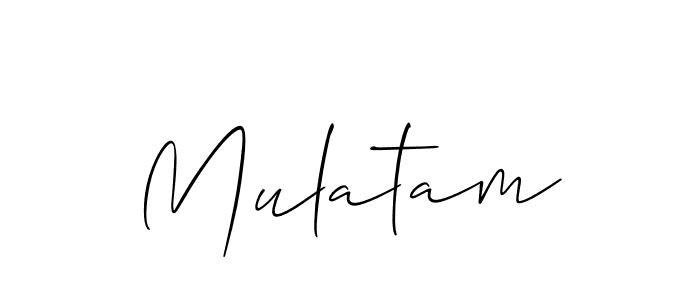 Create a beautiful signature design for name Mulatam. With this signature (Allison_Script) fonts, you can make a handwritten signature for free. Mulatam signature style 2 images and pictures png