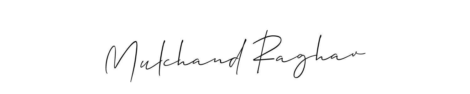 The best way (Allison_Script) to make a short signature is to pick only two or three words in your name. The name Mulchand Raghav include a total of six letters. For converting this name. Mulchand Raghav signature style 2 images and pictures png