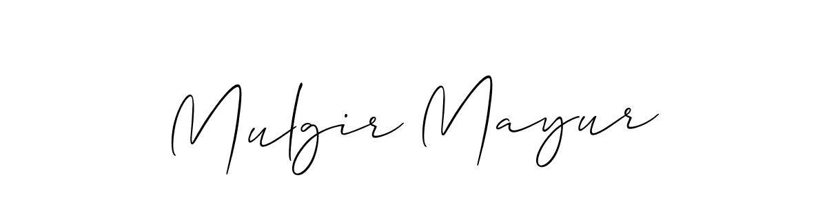 The best way (Allison_Script) to make a short signature is to pick only two or three words in your name. The name Mulgir Mayur include a total of six letters. For converting this name. Mulgir Mayur signature style 2 images and pictures png