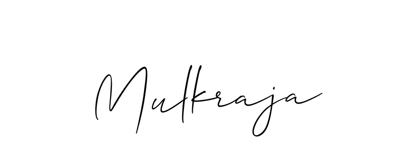 The best way (Allison_Script) to make a short signature is to pick only two or three words in your name. The name Mulkraja include a total of six letters. For converting this name. Mulkraja signature style 2 images and pictures png