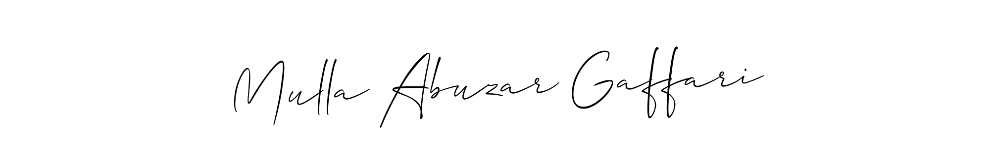 Create a beautiful signature design for name Mulla Abuzar Gaffari. With this signature (Allison_Script) fonts, you can make a handwritten signature for free. Mulla Abuzar Gaffari signature style 2 images and pictures png