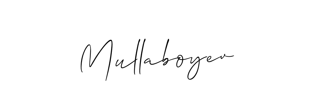 How to make Mullaboyev signature? Allison_Script is a professional autograph style. Create handwritten signature for Mullaboyev name. Mullaboyev signature style 2 images and pictures png