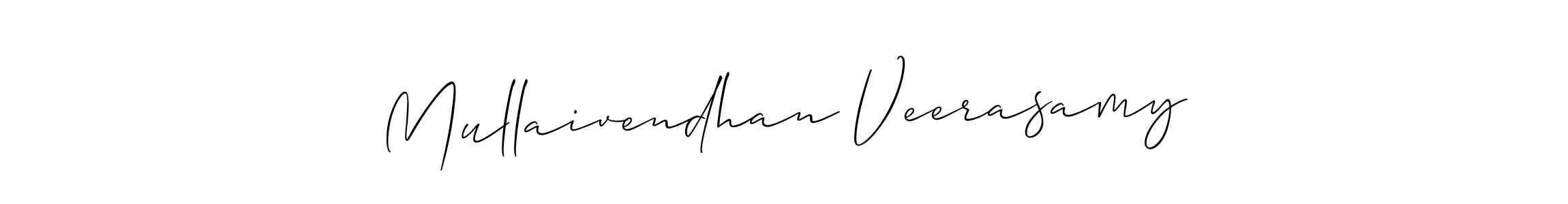 How to make Mullaivendhan Veerasamy name signature. Use Allison_Script style for creating short signs online. This is the latest handwritten sign. Mullaivendhan Veerasamy signature style 2 images and pictures png