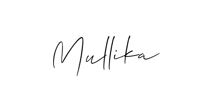 Mullika stylish signature style. Best Handwritten Sign (Allison_Script) for my name. Handwritten Signature Collection Ideas for my name Mullika. Mullika signature style 2 images and pictures png