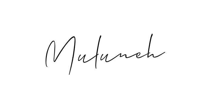 Use a signature maker to create a handwritten signature online. With this signature software, you can design (Allison_Script) your own signature for name Muluneh. Muluneh signature style 2 images and pictures png