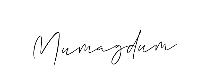 Allison_Script is a professional signature style that is perfect for those who want to add a touch of class to their signature. It is also a great choice for those who want to make their signature more unique. Get Mumagdum name to fancy signature for free. Mumagdum signature style 2 images and pictures png