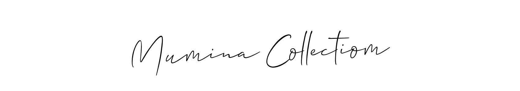 Also we have Mumina Collectiom name is the best signature style. Create professional handwritten signature collection using Allison_Script autograph style. Mumina Collectiom signature style 2 images and pictures png