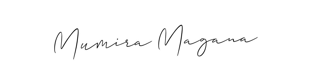How to make Mumira Magana name signature. Use Allison_Script style for creating short signs online. This is the latest handwritten sign. Mumira Magana signature style 2 images and pictures png