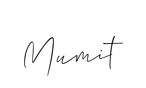 The best way (Allison_Script) to make a short signature is to pick only two or three words in your name. The name Mumit include a total of six letters. For converting this name. Mumit signature style 2 images and pictures png