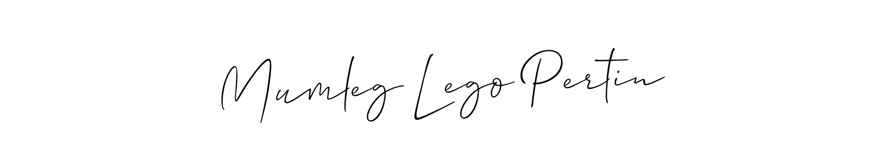 How to make Mumleg Lego Pertin name signature. Use Allison_Script style for creating short signs online. This is the latest handwritten sign. Mumleg Lego Pertin signature style 2 images and pictures png
