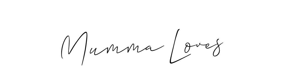 Use a signature maker to create a handwritten signature online. With this signature software, you can design (Allison_Script) your own signature for name Mumma Loves. Mumma Loves signature style 2 images and pictures png