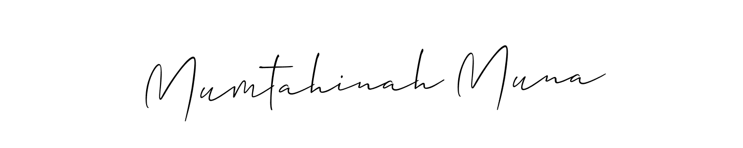 Similarly Allison_Script is the best handwritten signature design. Signature creator online .You can use it as an online autograph creator for name Mumtahinah Muna. Mumtahinah Muna signature style 2 images and pictures png