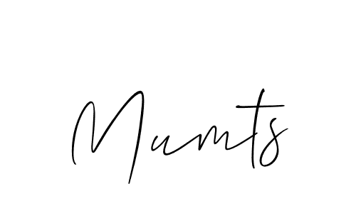 How to make Mumts signature? Allison_Script is a professional autograph style. Create handwritten signature for Mumts name. Mumts signature style 2 images and pictures png