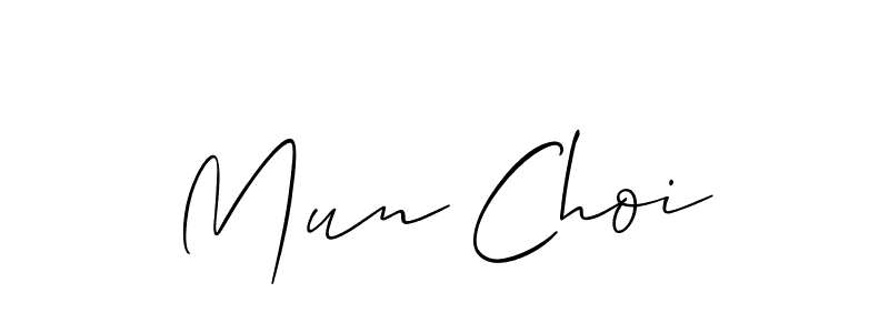 Create a beautiful signature design for name Mun Choi. With this signature (Allison_Script) fonts, you can make a handwritten signature for free. Mun Choi signature style 2 images and pictures png