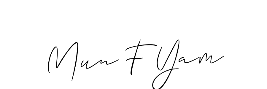 Use a signature maker to create a handwritten signature online. With this signature software, you can design (Allison_Script) your own signature for name Mun F Yam. Mun F Yam signature style 2 images and pictures png